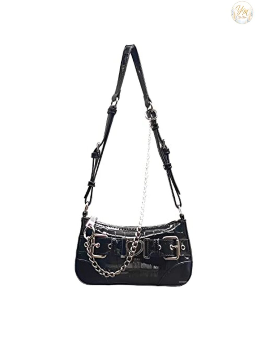 Punk Gothic Tote Purse Nylon Oxford Cloth Shoulder Bag Y2K Rock Style Handbag